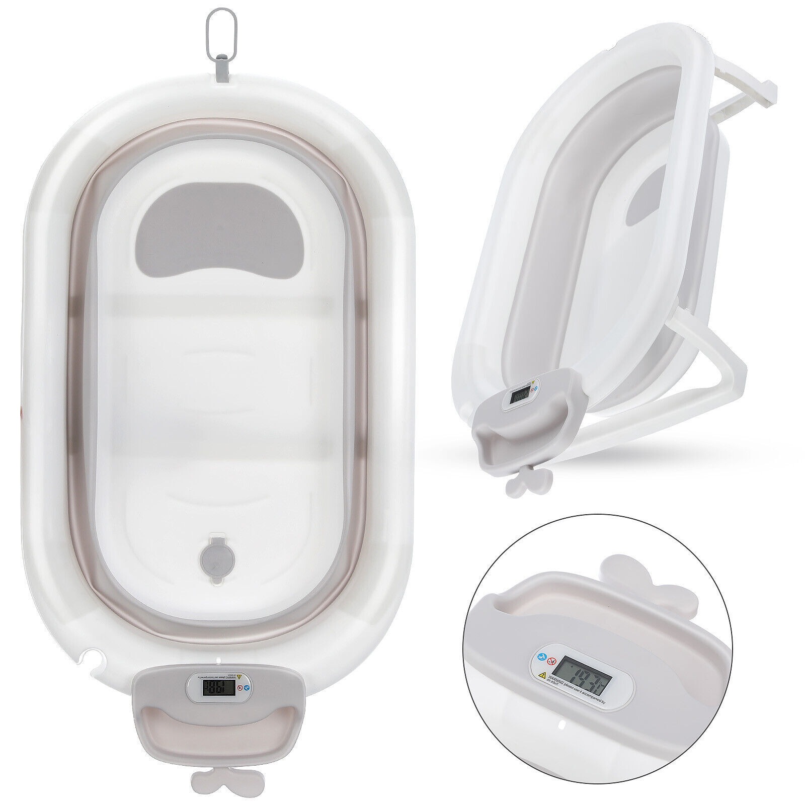 Foldable Baby Bath Tub Ergonomic With Temperature & Cushion Pad And Net