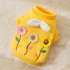 Three-dimensional Flower Sweater Small Pet Clothing - Yellow - View 1