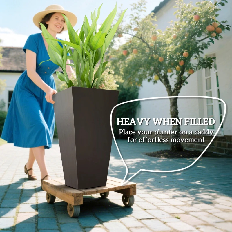 28ft Tall Plastic Planters, Set Of 3, Flower Pot, Anti-crack, Fade-resistant, Square Shape With A Matte Surface