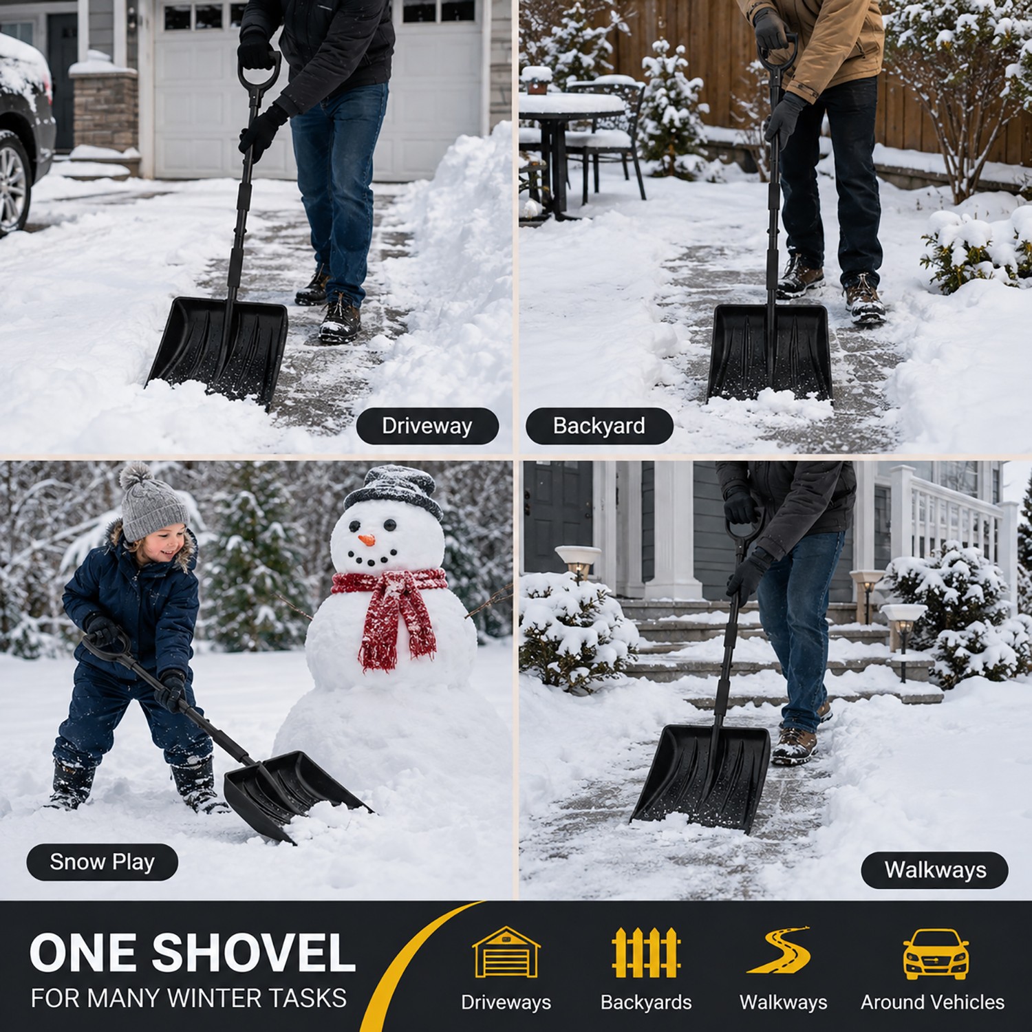 Portable Telescope Snow Shovel With Non-Slip, Removable Handle & Thickened Blade — image 8
