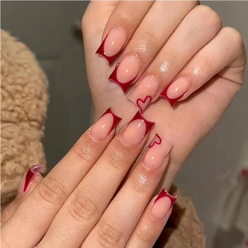 Valentine's Day Press On Nails, French Tip