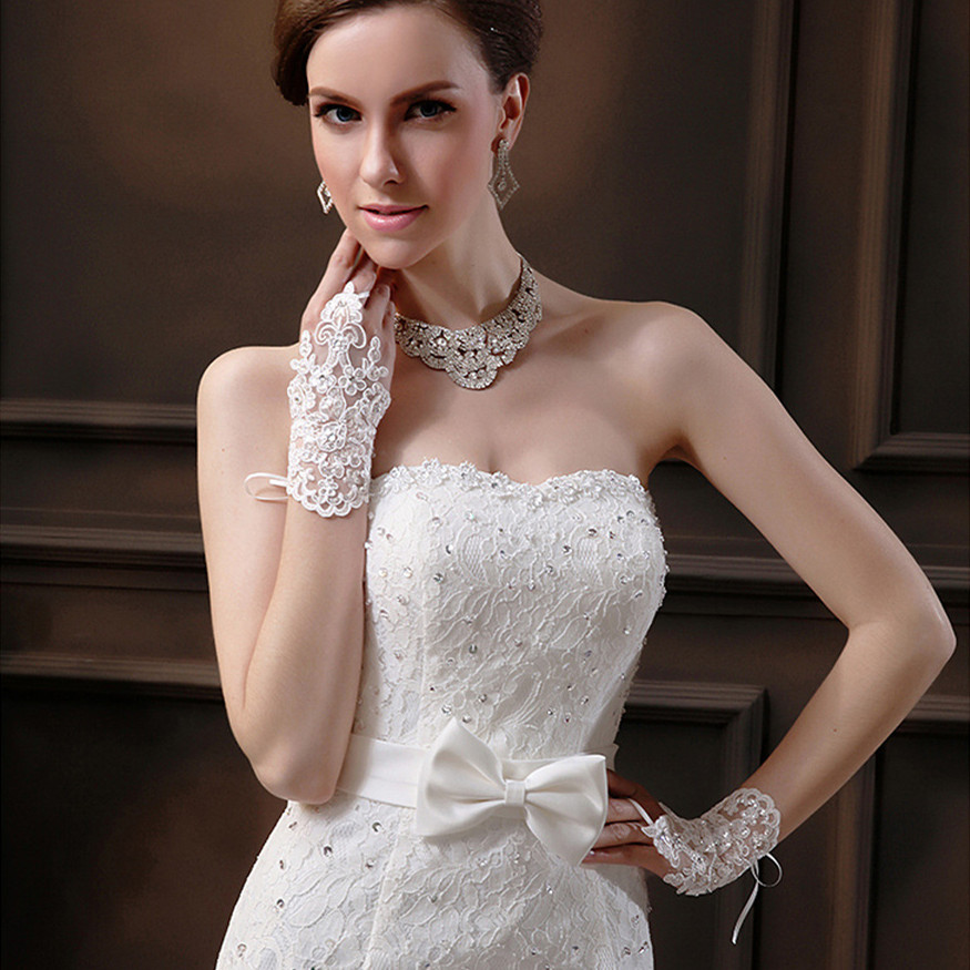 Title 3, Bridal Wedding Lace Gloves Short Open Finger