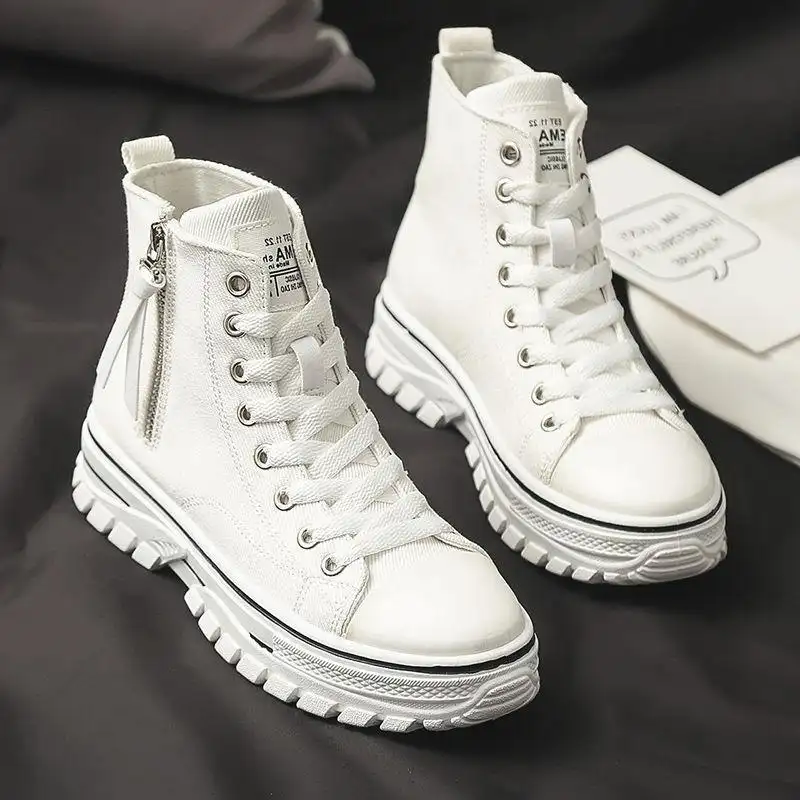Spring New High-top Canvas Korean Black Martin Boots