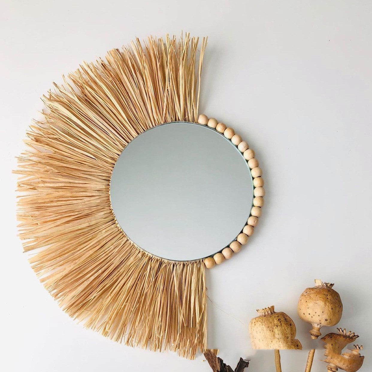 Raffia Round Wall Mirror, picture 3 of 5