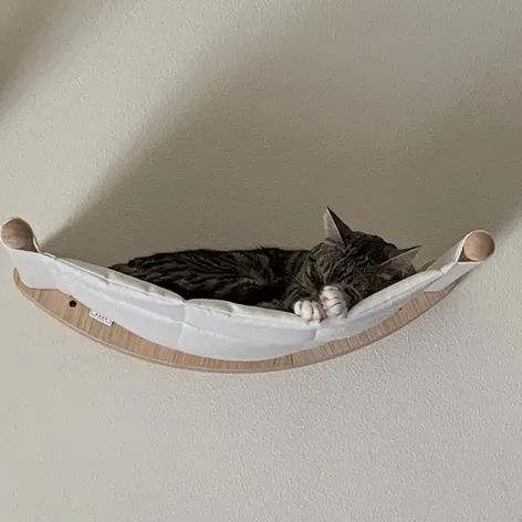 Pet Solid Wood Cat Wall Hanging Scratching Post Climbing Frame Bed Hammock - Shop at LoveMi
