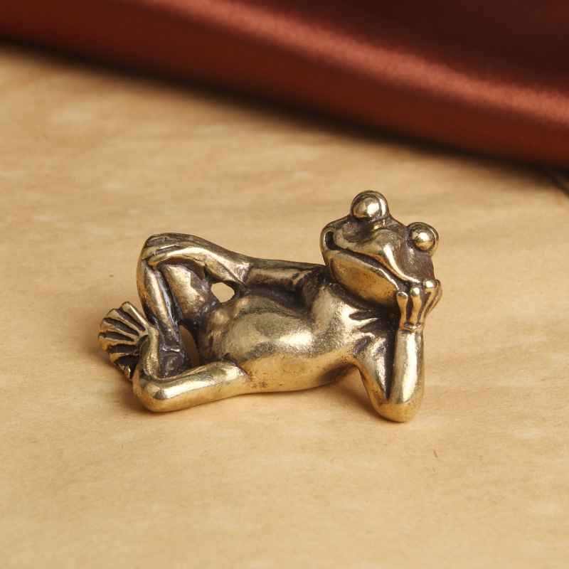 Title 4, Pure Brass Old Sleeping Frog Creative Desktop D...