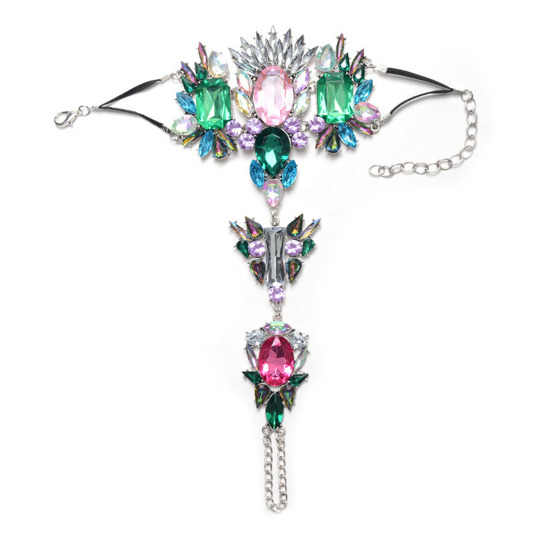 Alloy Inlaid Gemstone Exaggerated Bracelet European And American Popular Punk
