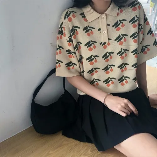 Knitwear European Goods Small Shirt European Station Western Style Bottoming Shirt Apricot - Shop at LoveMi