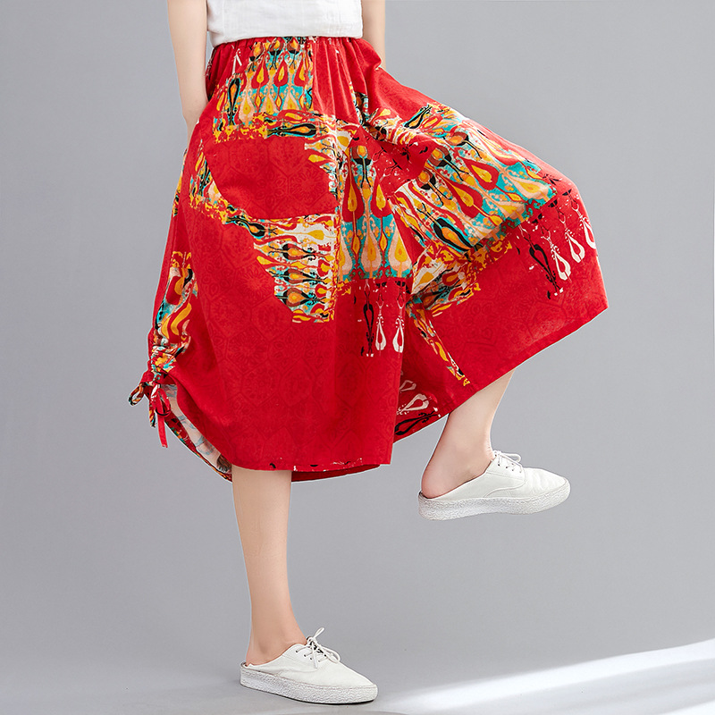 Title 2, Cotton And Linen Ethnic Print Cropped Wide-leg ...