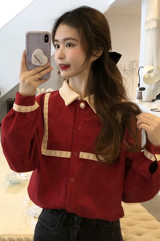 Loose And Versatile French Long-sleeved Shirt Top