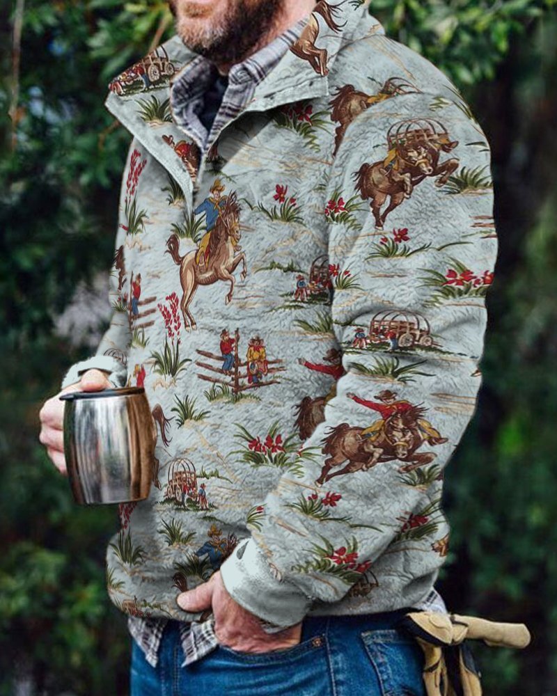 Autumn And Winter Casual Button Pocket Flannel Plush Men's Sweater