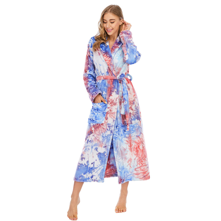 Ladies Tie-Dye Pajamas Long Thicken Homewear