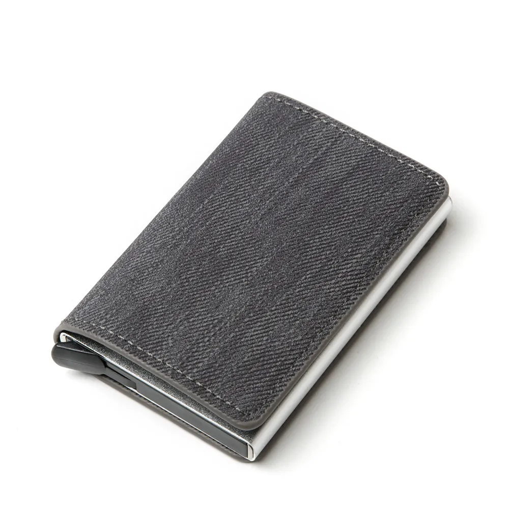 New Fashion Wallet Card Holder Women's Aluminum Alloy Card - Grey
