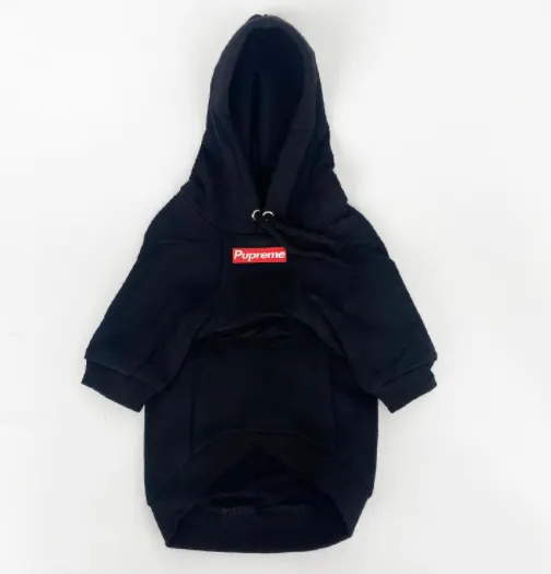 Pet Cotton Dog Clothes Hooded Sweater Black - Shop at LoveMi
