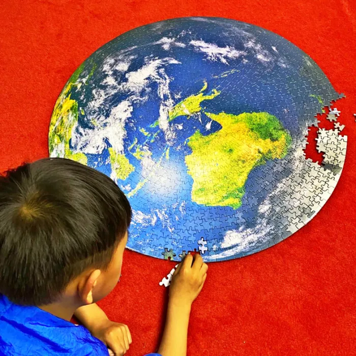 1000-Piece Round Jigsaw Puzzle for Adults, Moon, Earth and Planet Designs - detail photo 3