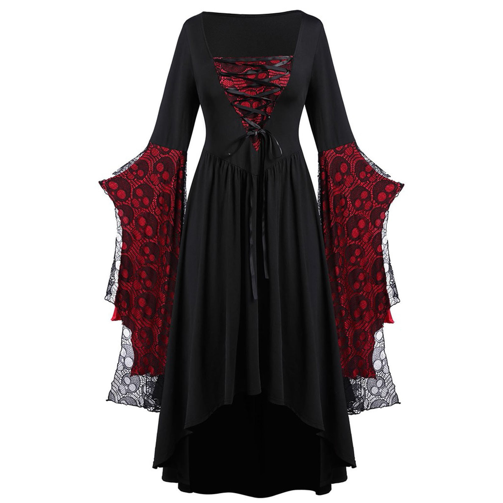 Square Neck Midi Dress with Lace Straps | Women's Fashion