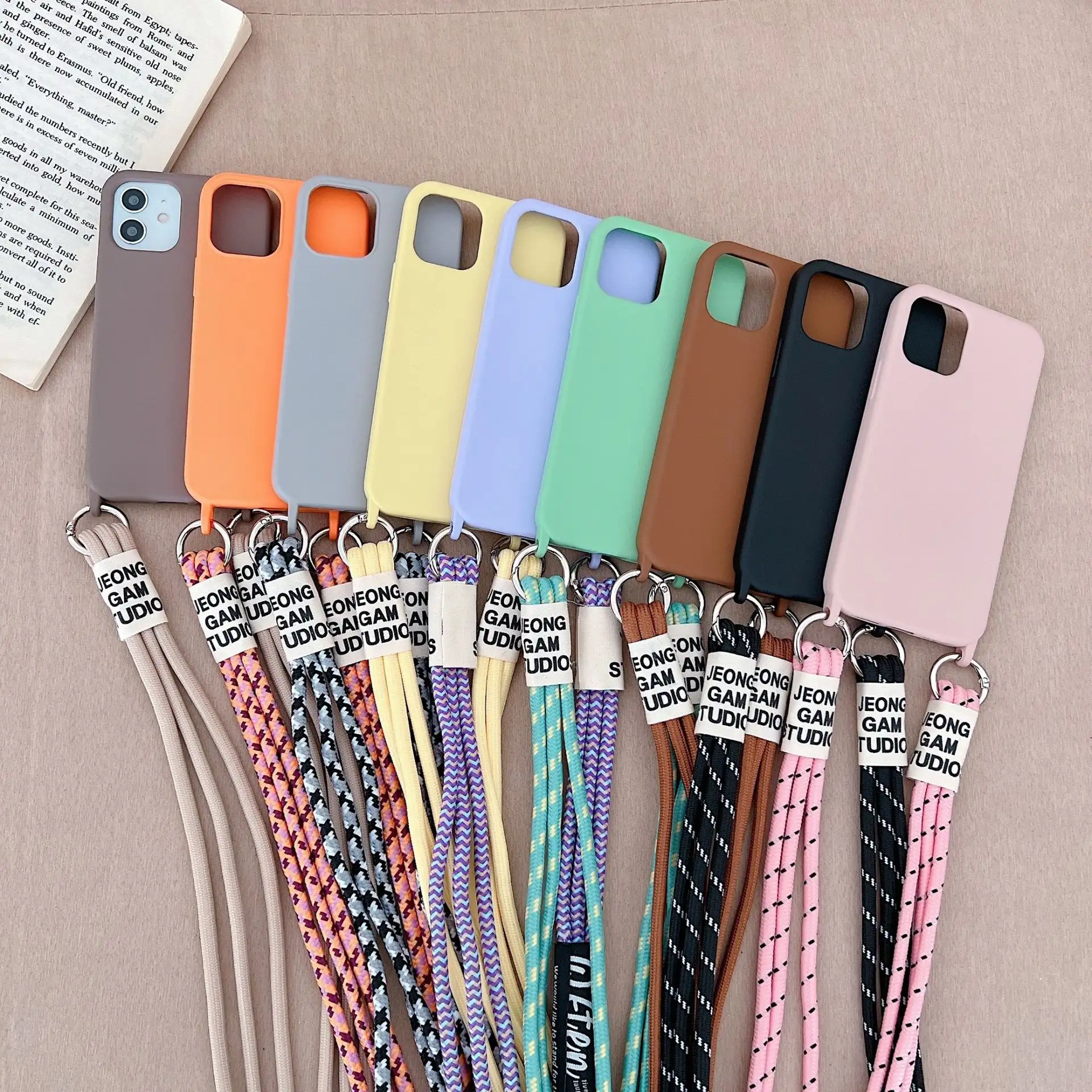 Long Diagonal Strap Liquid Silicone Phone Case