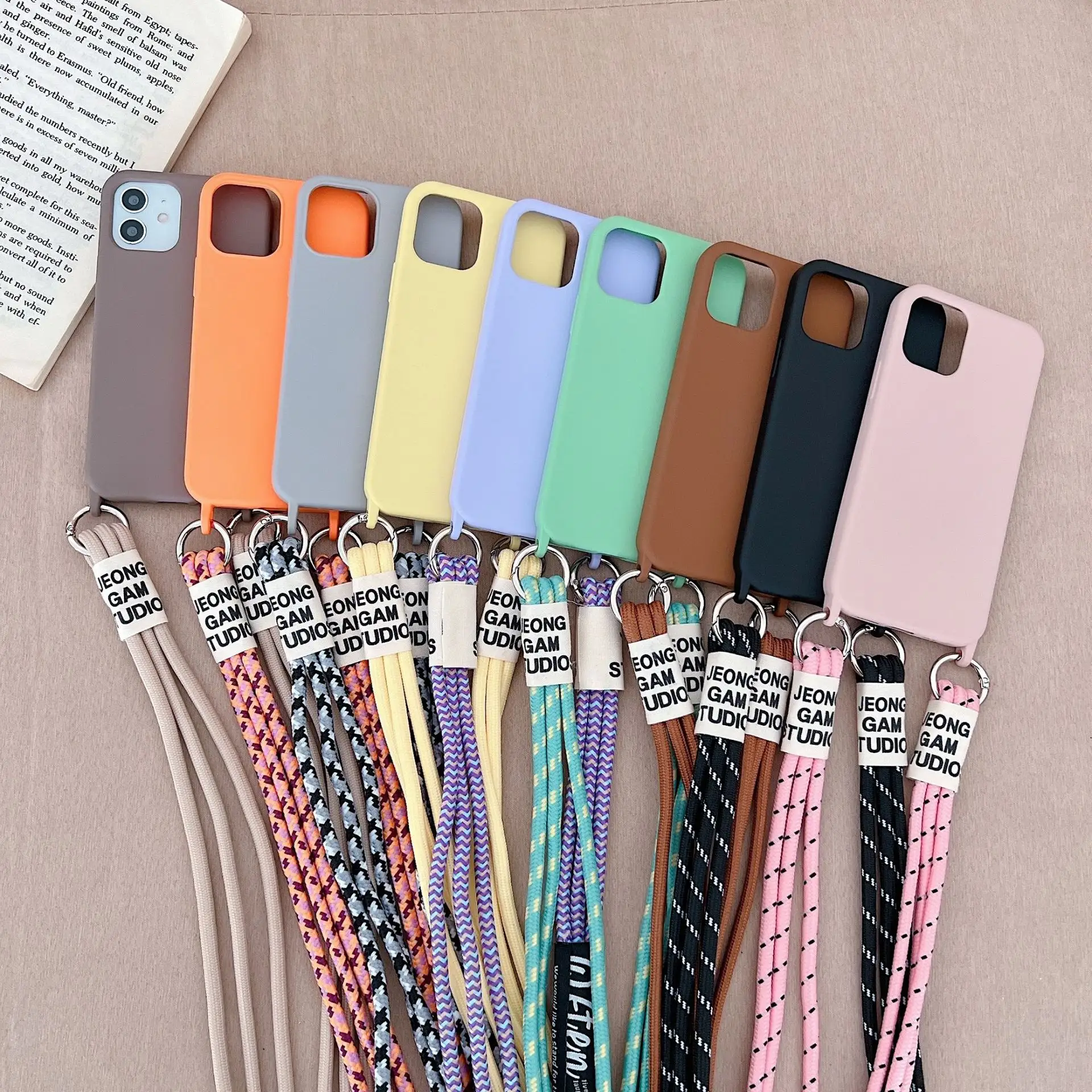 Long Diagonal Strap Liquid Silicone Phone Case
