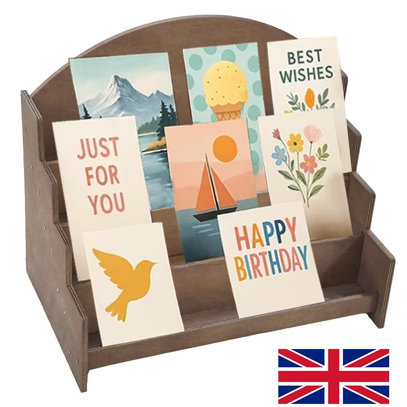 4-Tier Wooden Card Holder Greeting Card Display Stand
