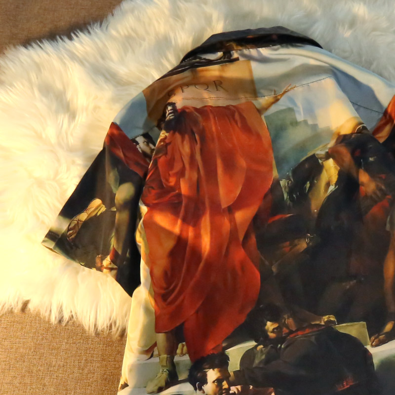 Rise National Tide Brand Retro Oil Painting Full Print Short-Sleeved Shirt Men And Women Street Hip-Hop Loose Casual Hawaiian Shirt