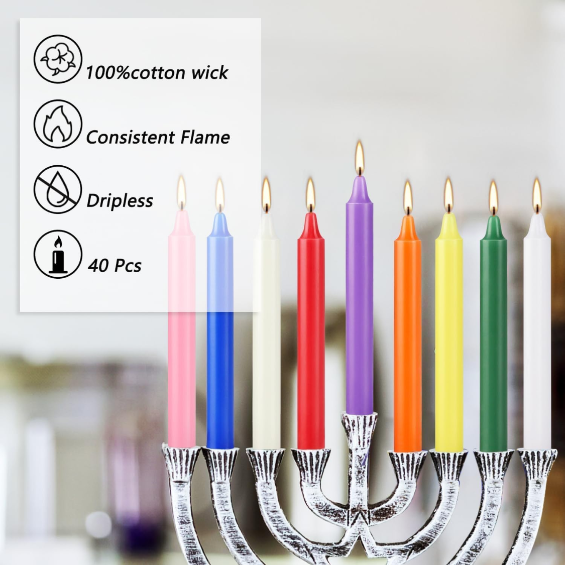 40 Pack Spell Chime Candles 4 Inch Multi Colored Taper Candles Sticks For Home Decor Kitchen Decor Wedding Decoration 10 Colours thumbnail 4