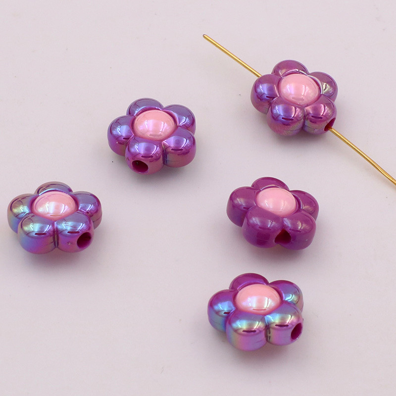 Lovely Two color Bead Plated Flower Color Matching Beads Dark Purple - Shop at LoveMi