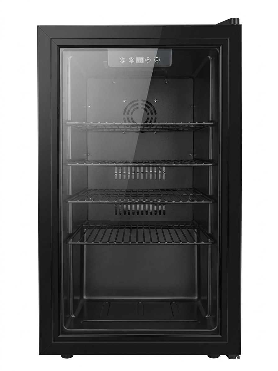 3.3 Cu Ft Beverage Refrigerator, 126 Can Mini Fridge With Glass Door, Digital Temperature Control, Quiet Beverage Cooler Fridge For Beer Soda Wine, Air Cooling For Home Office Bar