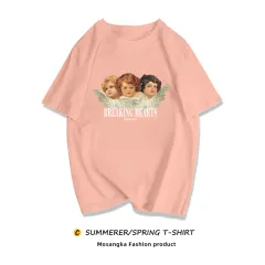 Niche Sweet And Cool T-shirt European And American Retro Plus Size MM Top - Pink - View 1