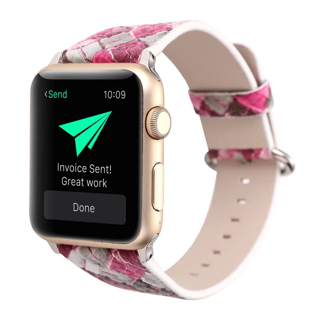 Premium leather watch strap with diamond check pattern for Apple Watch