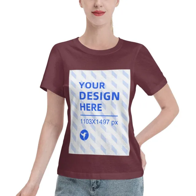 Simple And Practical Women's Standard Short sleeved T shirt Maroon - Shop at LoveMi
