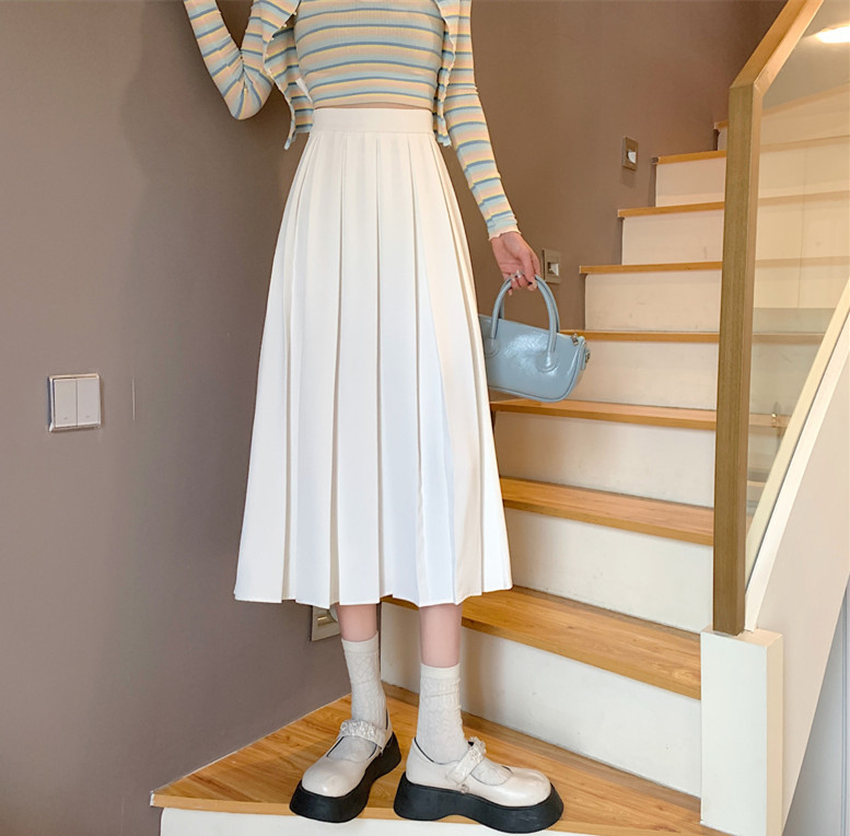 Mid Length High Waist A-Line Umbrella Skirt