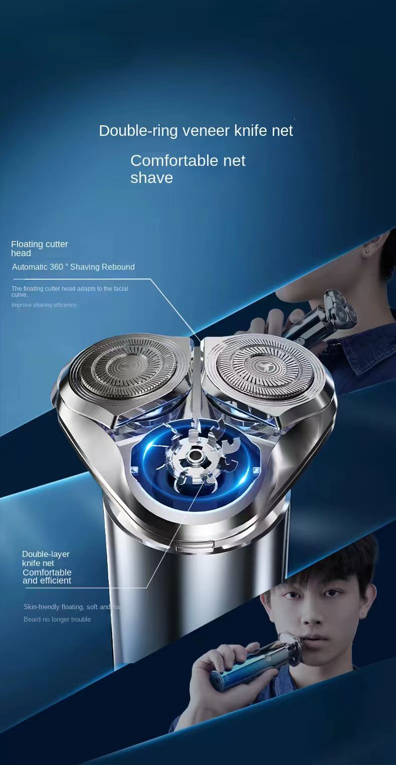 Men's Electric Shaver Triple Head Razor Travel Portable Washable