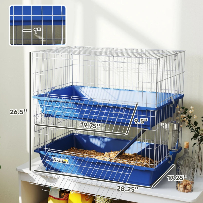 2-Tier Guinea Pig Cage, Ferret Cage, Chinchilla Cage, Small Animal Cage Indoor With Dish And Bottle, 2 Doors, Deep Bottoms, Ramp