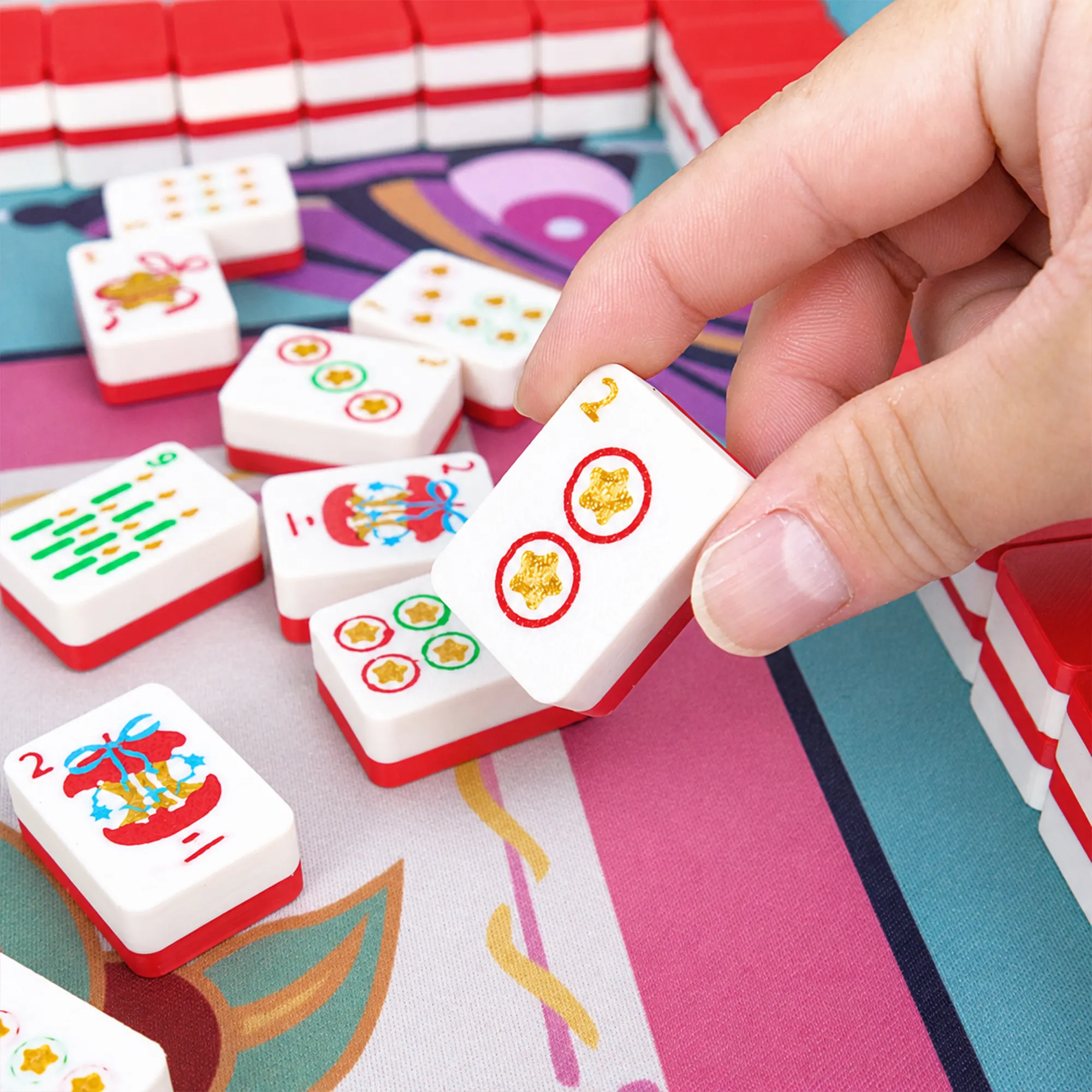 Mini Christmas Mahjong Set, Portable Travel Tiles