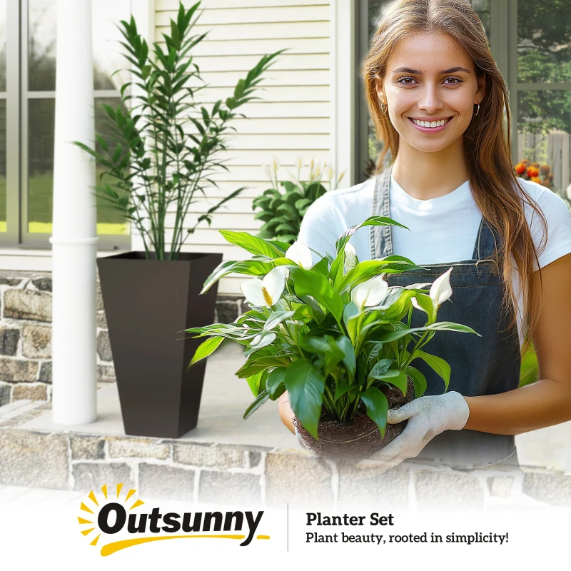 28ft Tall Plastic Planters, Set Of 3, Flower Pot, Anti-crack, Fade-resistant, Square Shape With A Matte Surface