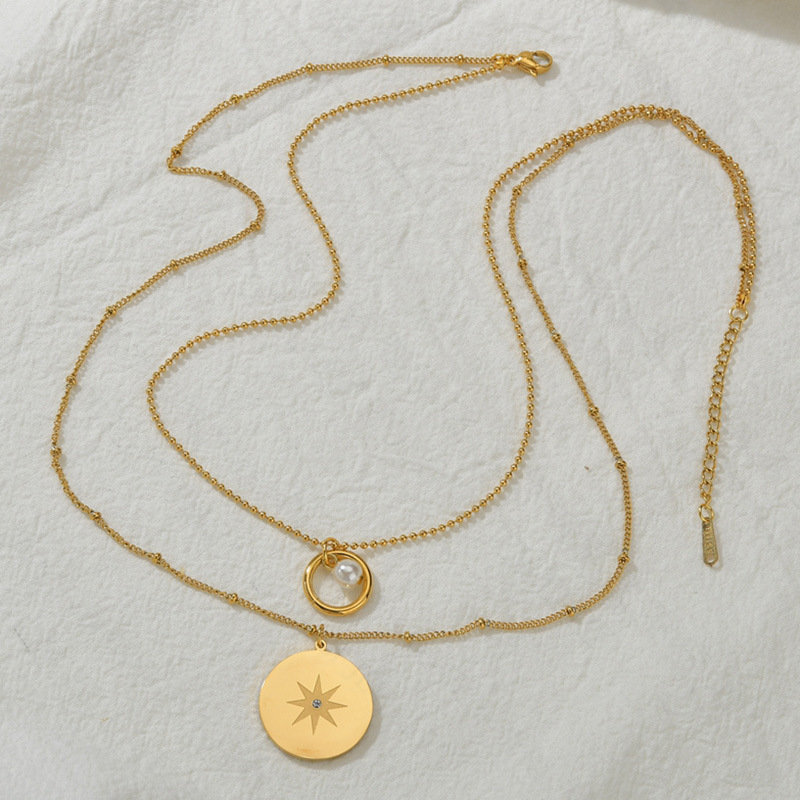 Eight-pointed Star Pearl Clavicle Chain