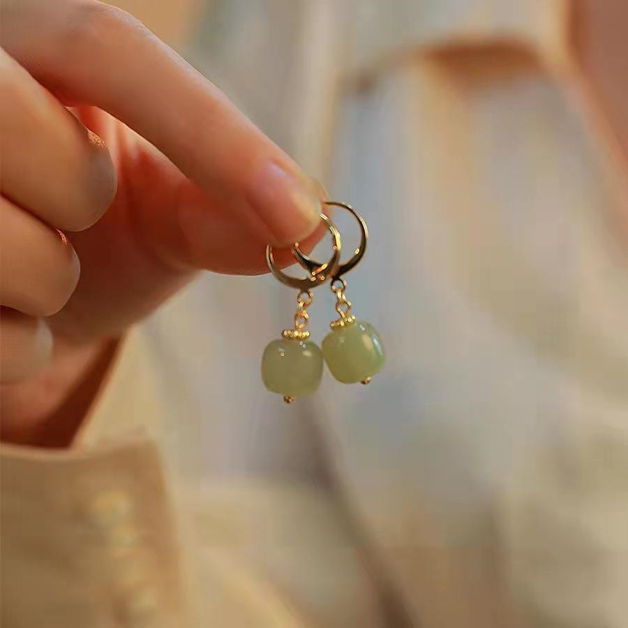 Title 1, Hetian Jade Earrings Elegance Retro