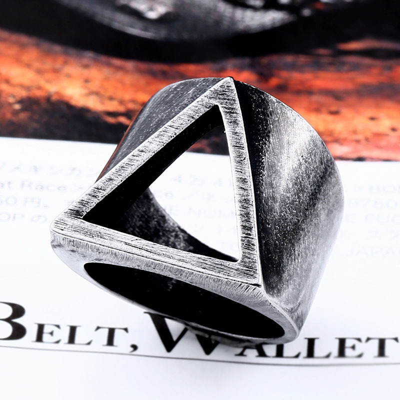 Simple Personality Triangle Hollow Ring Men's