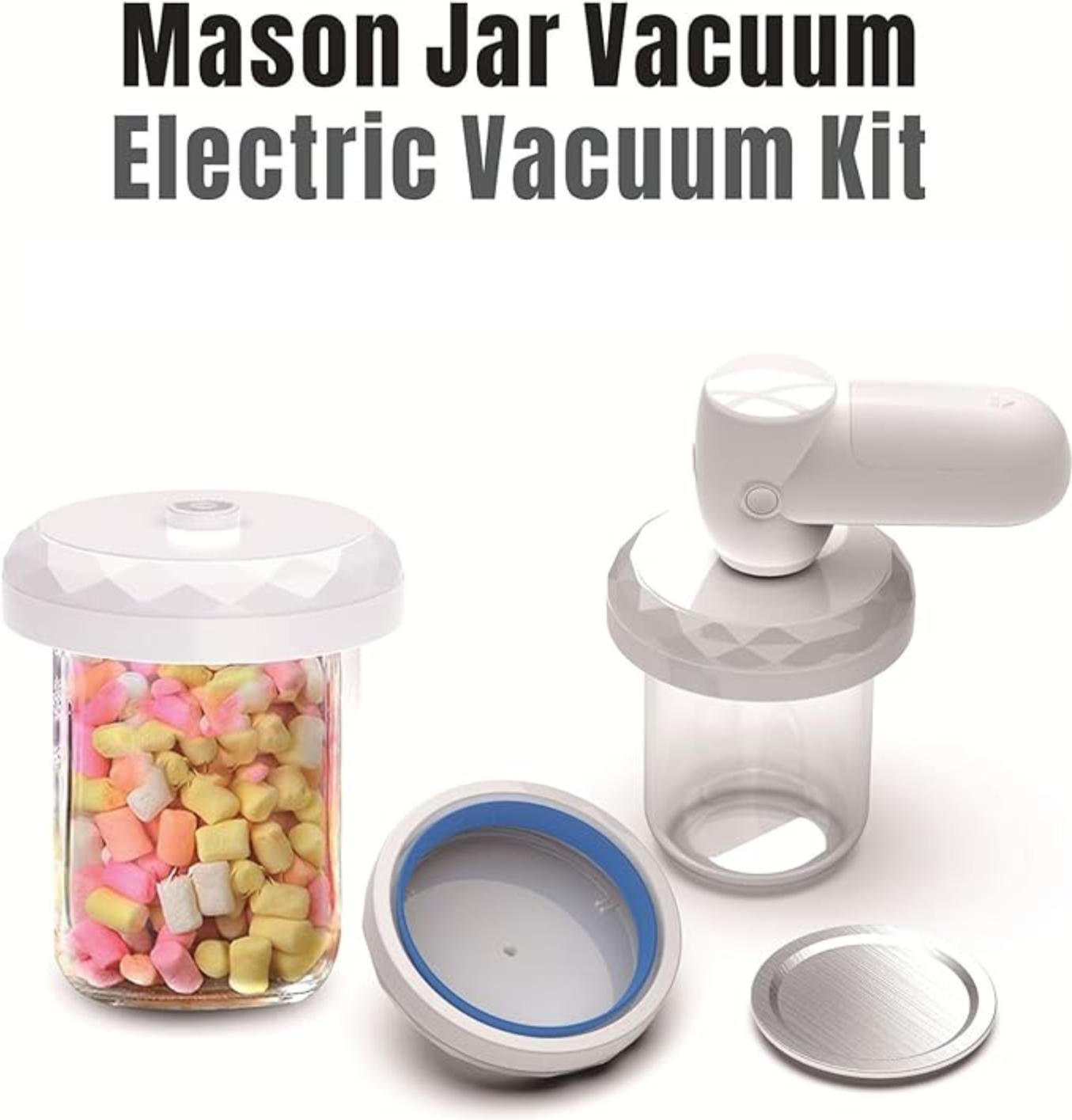 Portable Mason Jar Vacuum Sealer Kit - Max vacuum pressure kit for maintaining food freshness. Vacuum Bag for tight seal. Bike Pump, Sports Ball Pump, Balloon Pump for versatile sealing. Efficient and reusable system for extended freshness.