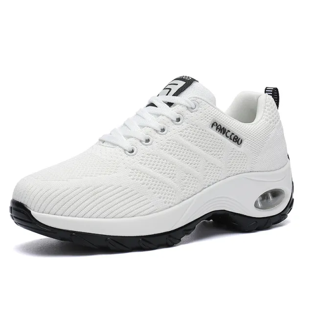 Air Cushion Comfortable Mesh Surface Flying Woven All match Running Shoes White - Shop at LoveMi