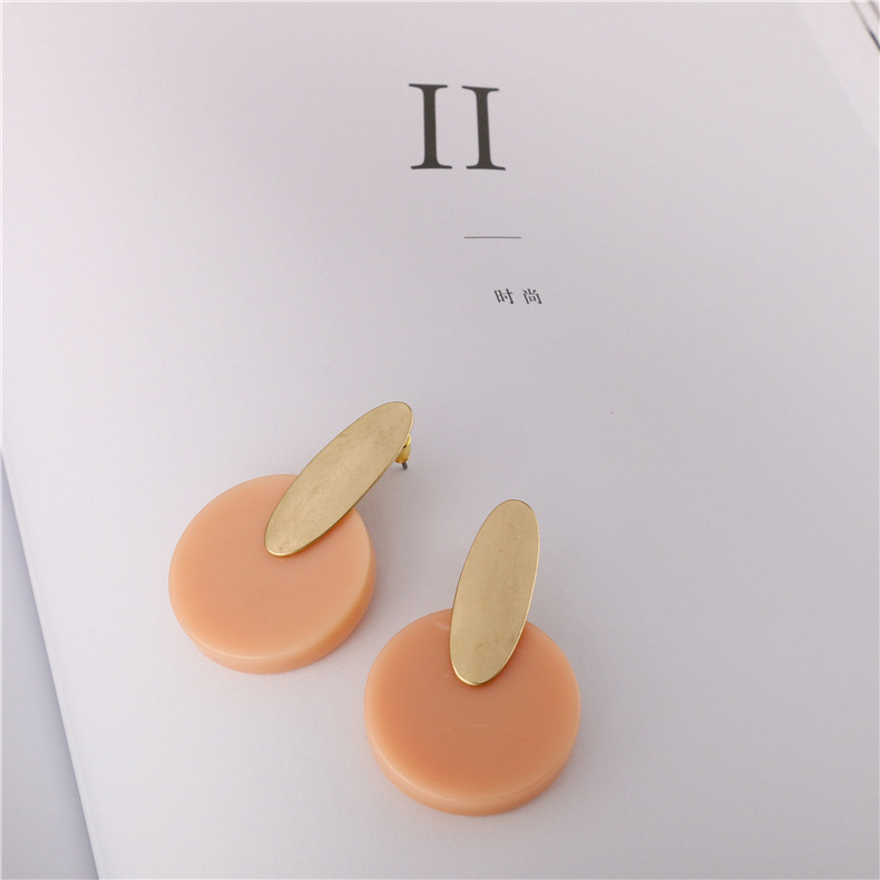 Round Ear Jewelry Zinc Alloy Resin Niche Earrings