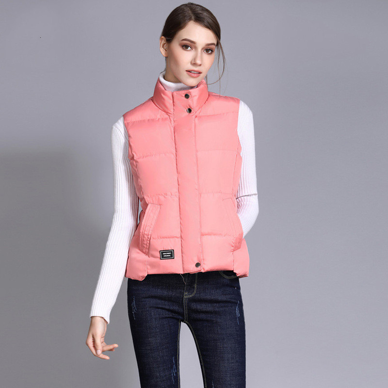 Autumn And Winter Solid Color Cotton Vest Women's Korean Style Pink - Shop at LoveMi