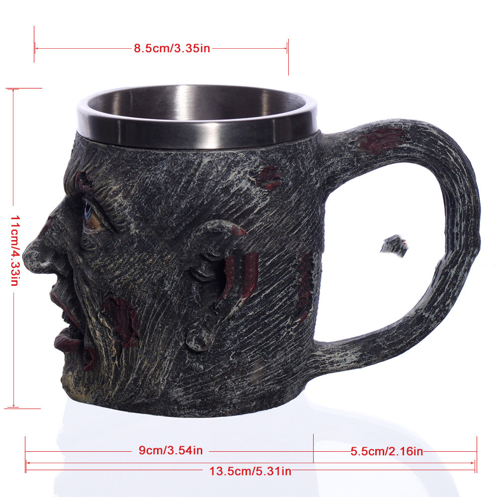 Resin skull water cup mug beer mug creation (dark grey)