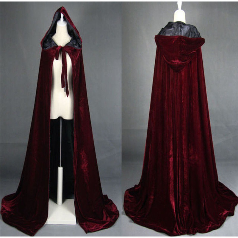 Velvet Warm Women's Cloak Coat Mid-length With Cap