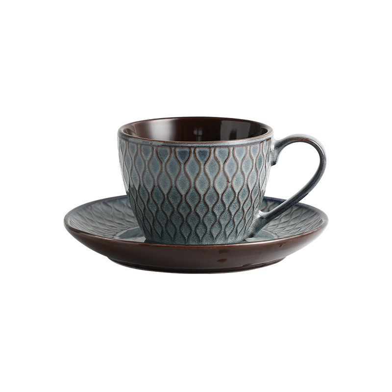 Title 4, Mug Ceramic Embossed Coffee Cup And Saucer Vint...