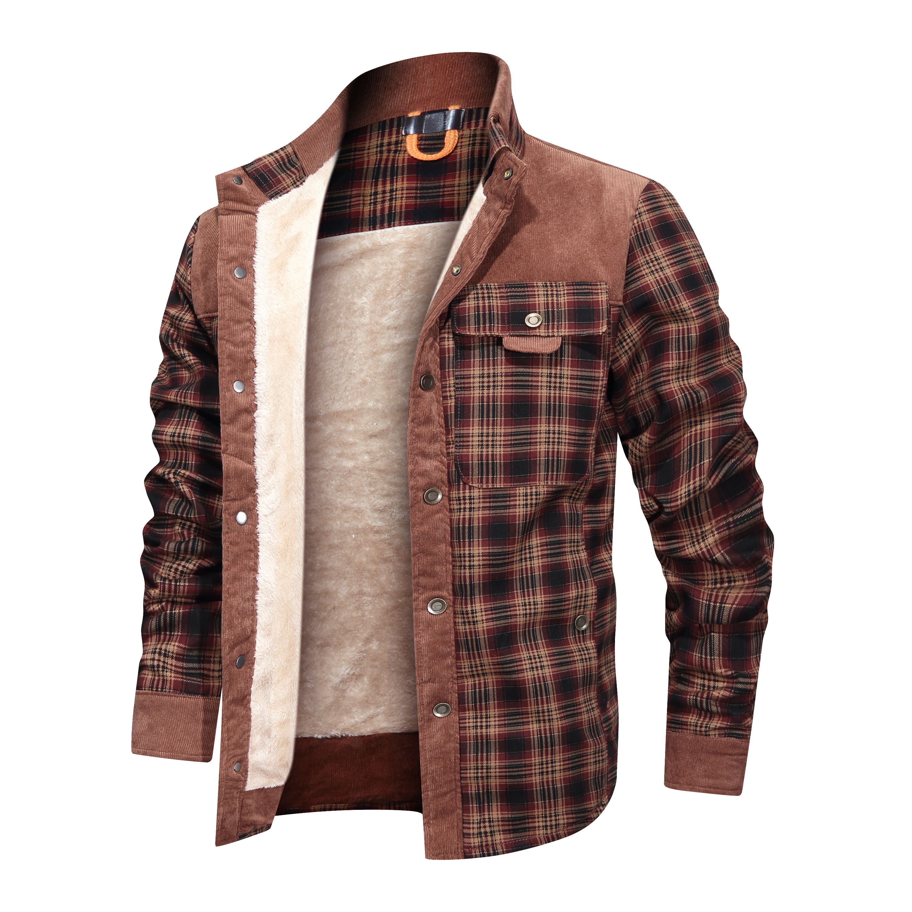 Thickened-Shirt-Jacket-With-Classic-Plaid-Fuzzy-Fleece-Lining-Inside-Design