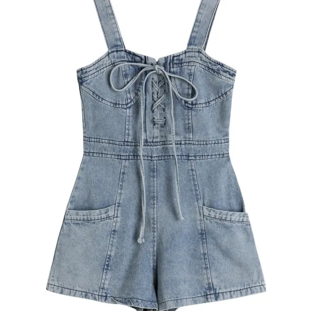 Women's High Waisted And Slim Suspender Denim Suspender Pants Blue - Shop at LoveMi