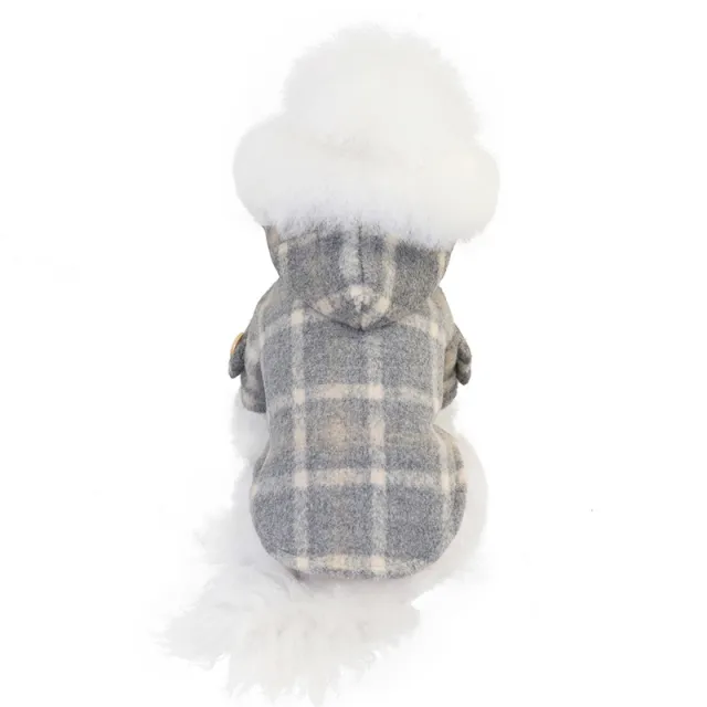 Autumn And Winter Warm Two legged Clothes For Dogs Simple And Fashionable Woolen Plaid Khaki - Shop at LoveMi