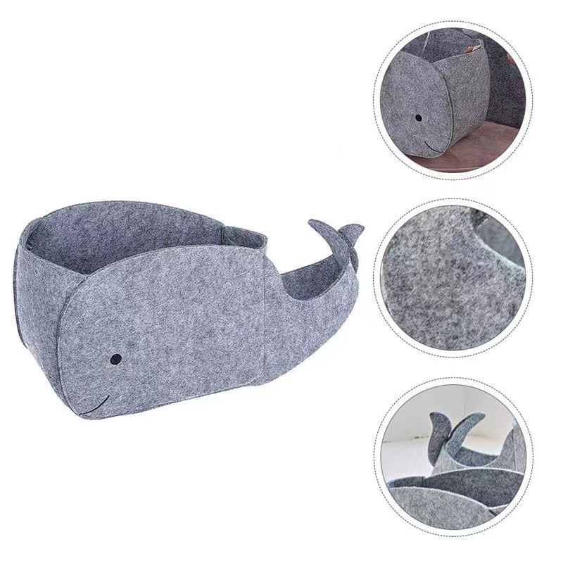 Title 6, Cartoon Whale Felt Collector Basket Sundries Sn...