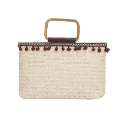 Printed Handbag Ladies Shoulder Bag Casual Fabric Shopping - Beige - View 1
